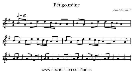 Périgourdine - staff notation