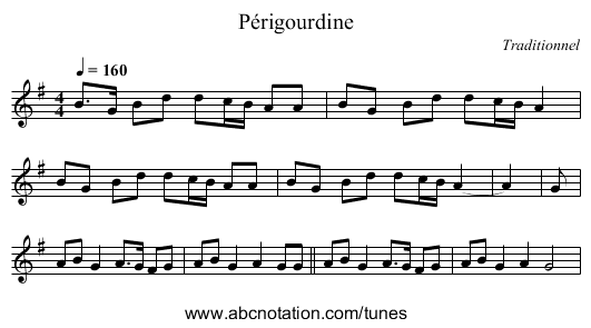 Périgourdine - staff notation