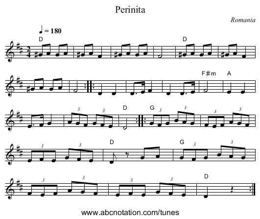 Perinita - staff notation