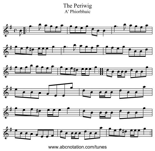 Periwig, The - staff notation