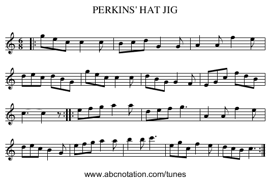 PERKINS' HAT JIG - staff notation