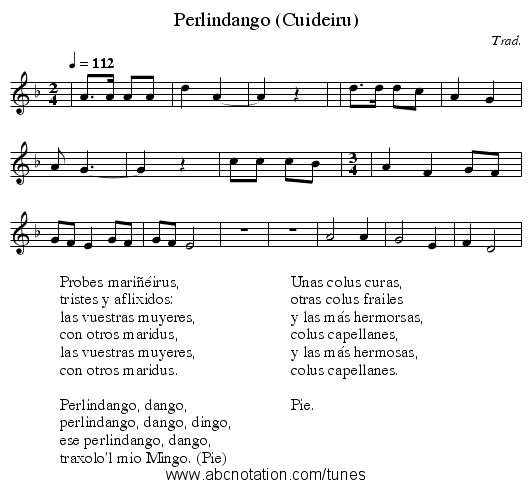 Perlindango (Cuideiru) - staff notation