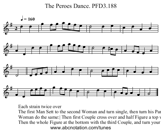 Peroes Dance. PFD3.188, The - staff notation
