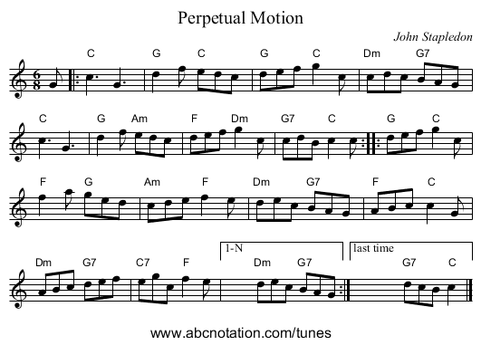 Perpetual Motion - staff notation