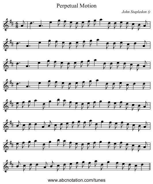 Perpetual Motion - staff notation