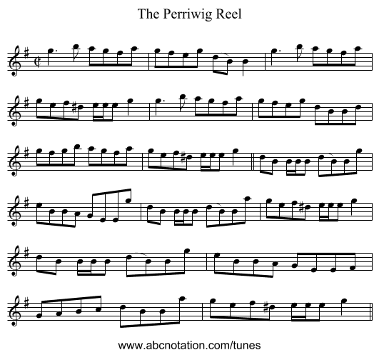 Perriwig Reel, The - staff notation