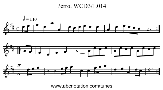 Perro. WCD3/1.014 - staff notation