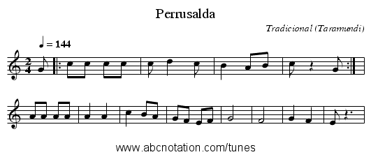 Perrusalda - staff notation