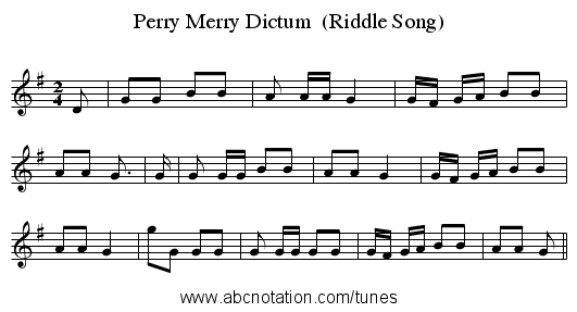 Perry Merry Dictum (Riddle Song) - staff notation