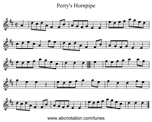 Perry's Hornpipe - staff notation