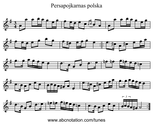 Persapojkarnas polska - staff notation