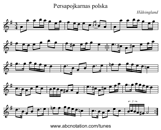 Persapojkarnas polska - staff notation