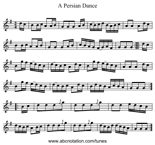 Persian Dance, A - staff notation