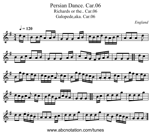 Persian Dance. Car.06 - staff notation