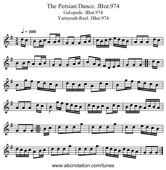 Persian Dance. JBut.974, The - staff notation