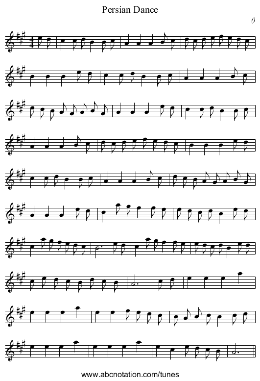 Persian Dance - staff notation