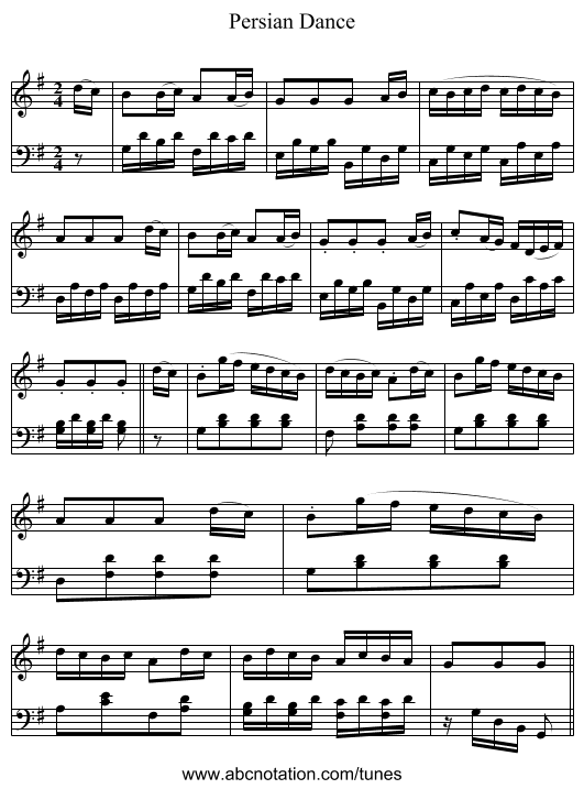 Persian Dance - staff notation