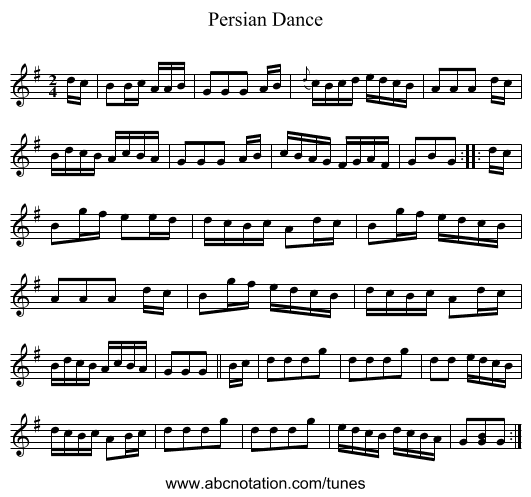 Persian Dance - staff notation