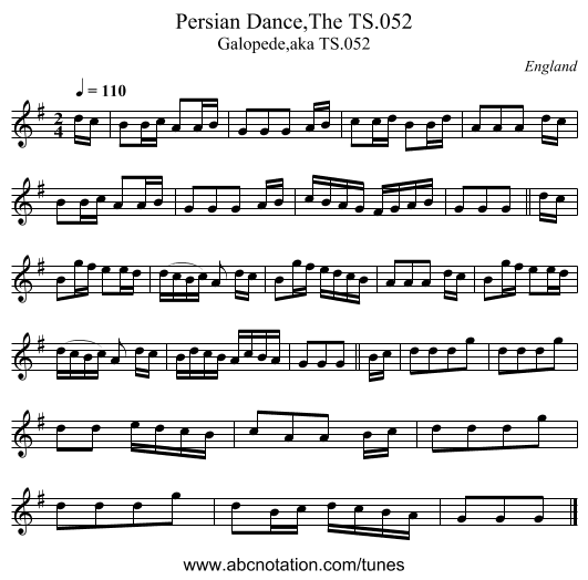 Persian Dance,The TS.052 - staff notation