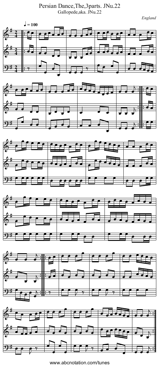 Persian Dance,The,3parts. JNu.22 - staff notation