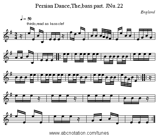 Persian Dance,The,bass part. JNu.22 - staff notation