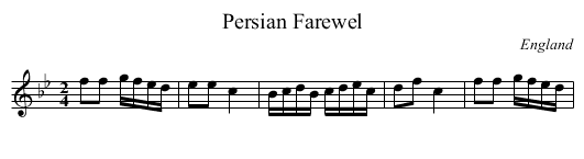 Persian Farewel - staff notation