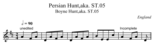 Persian Hunt,aka. ST.05 - staff notation