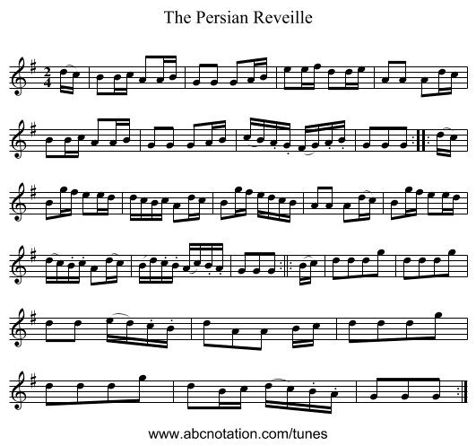 Persian Reveille, The - staff notation