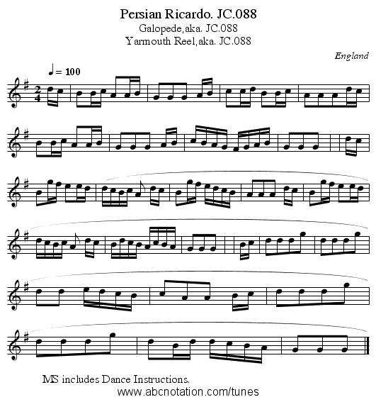 Persian Ricardo. JC.088 - staff notation