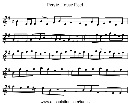Persie House Reel - staff notation