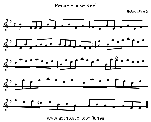 Persie House Reel - staff notation