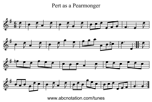 Pert as a Pearmonger - staff notation