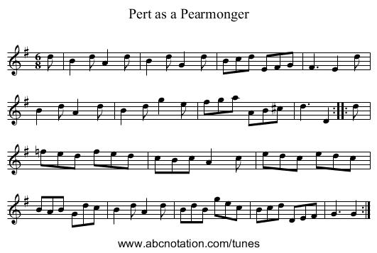 Pert as a Pearmonger - staff notation
