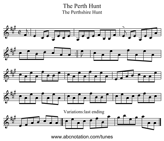 Perth Hunt, The - staff notation