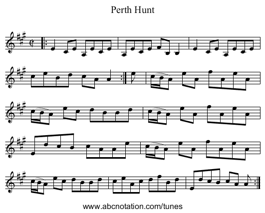 Perth Hunt - staff notation
