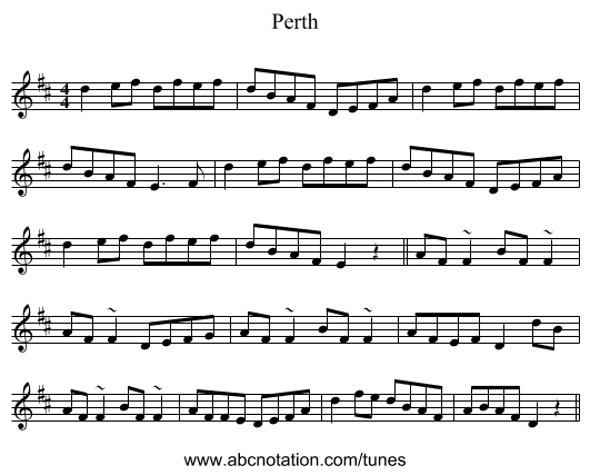 Perth - staff notation