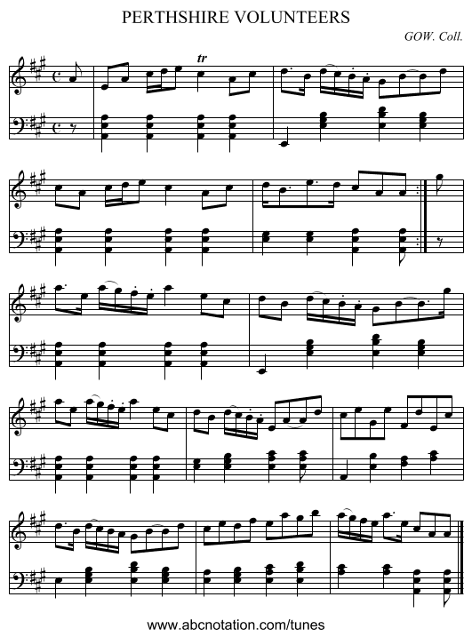 PERTHSHIRE VOLUNTEERS - staff notation
