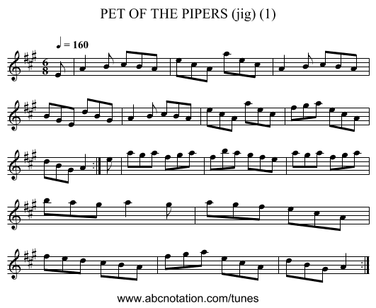 PET OF THE PIPERS (jig) (1) - staff notation