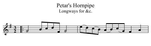 Petar's Hornpipe - staff notation