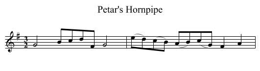 Petar's Hornpipe - staff notation