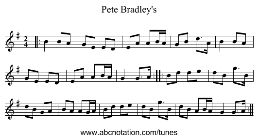 Pete Bradley's - staff notation