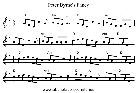 Peter Byrne's Fancy - staff notation