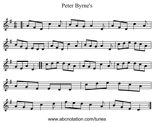 Peter Byrne's - staff notation