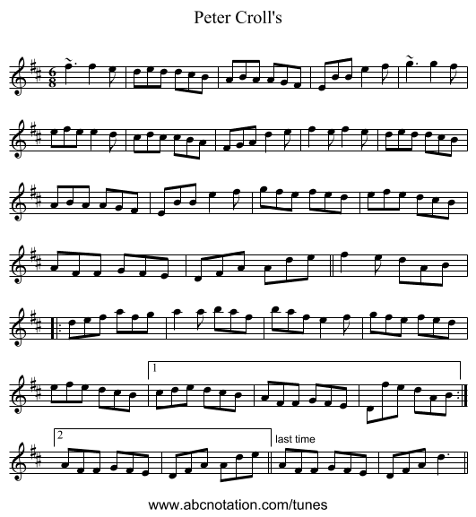 Peter Croll's - staff notation