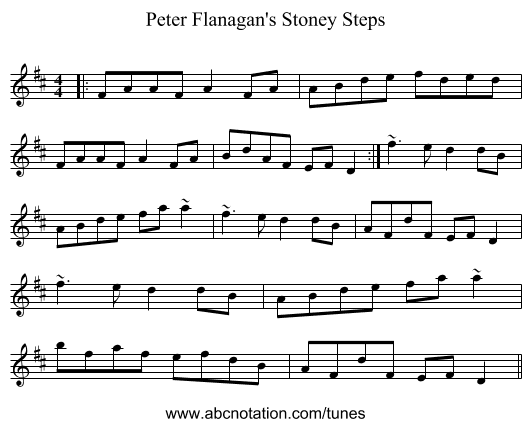 Peter Flanagan's Stoney Steps - staff notation