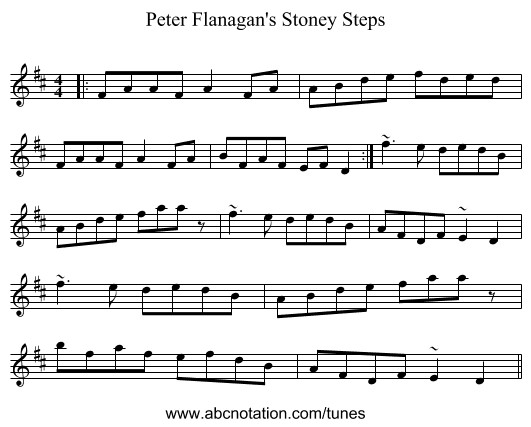 Peter Flanagan's Stoney Steps - staff notation