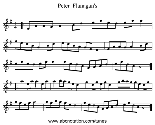 Peter  Flanagan's - staff notation
