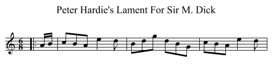 Peter Hardie's Lament For Sir M. Dick - staff notation