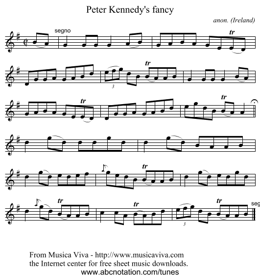 Peter Kennedy's fancy - staff notation