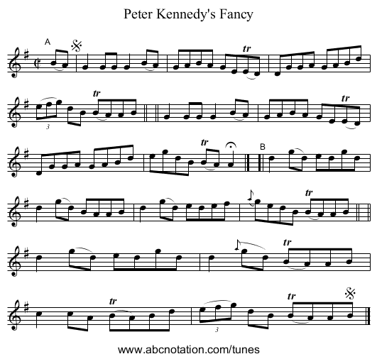 Peter Kennedy's Fancy - staff notation
